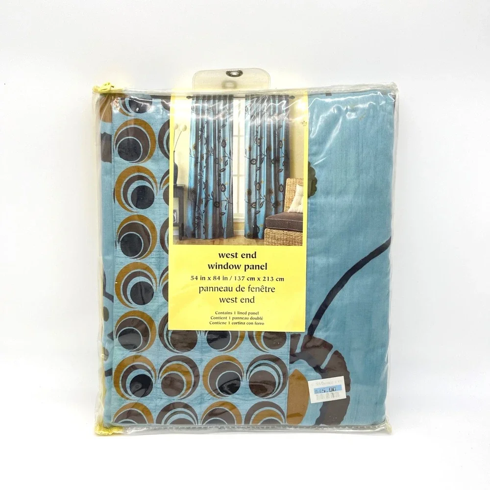 Pier 1‎ Imports West End Window Panel 54 x 84 Teal Brown Circles Floral